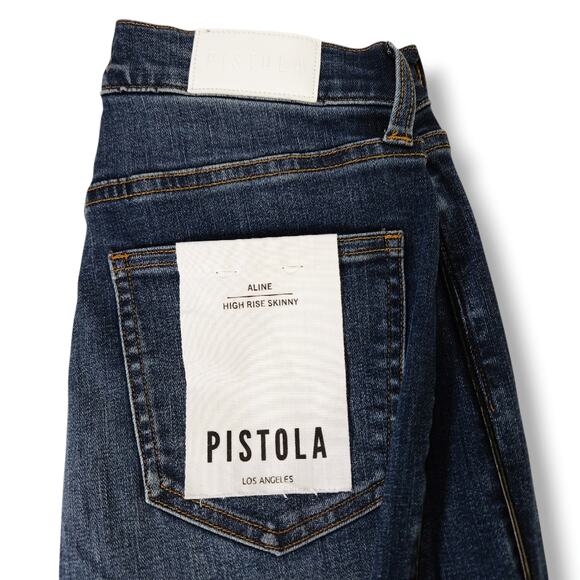 Pistola Aline High Rise Skinny Ankle Jeans Leather Piping Dark Wash NWT 26x27 - Picture 5 of 11